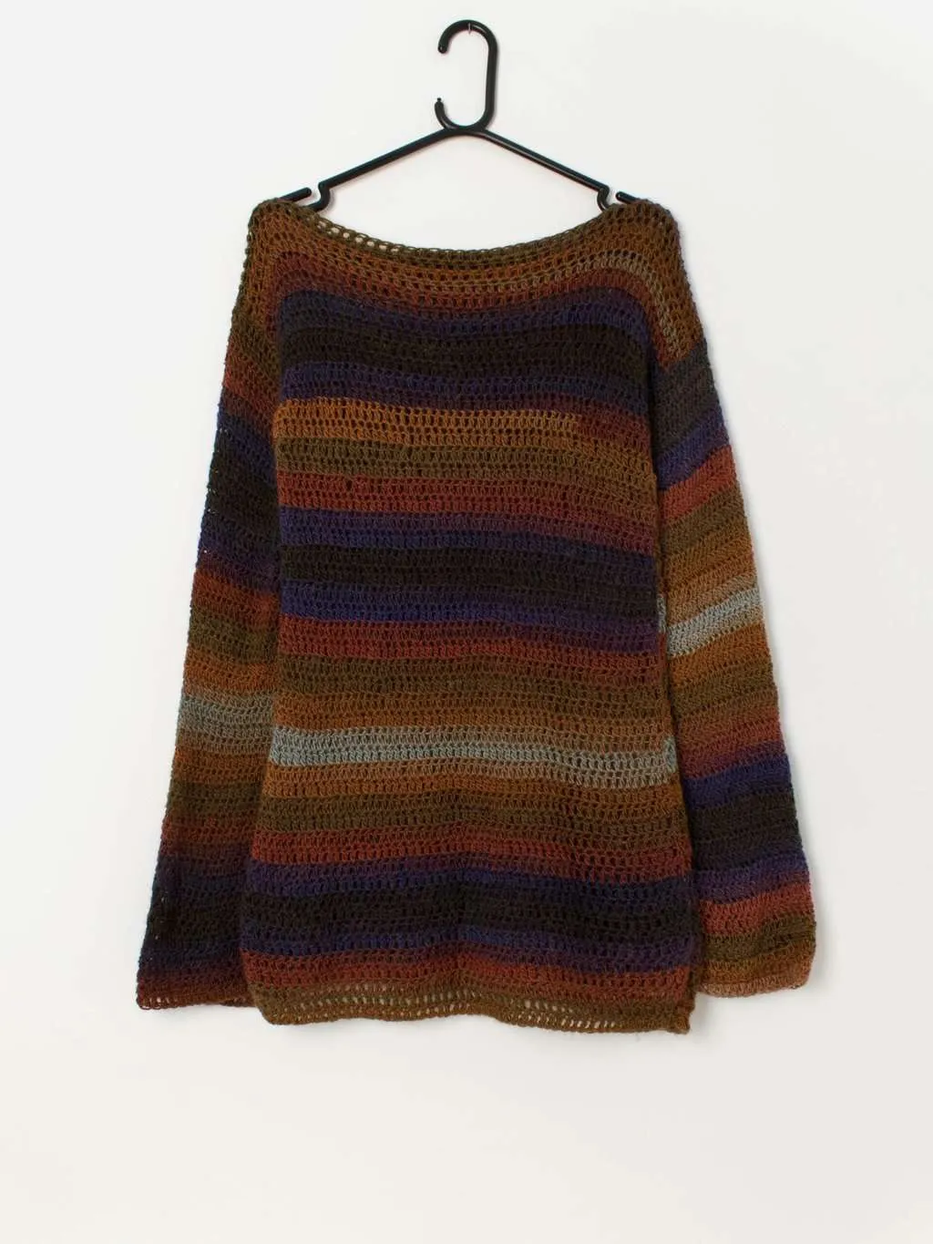 70s vintage handknitted loose knit jumper tunic – Small