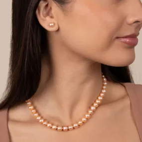 7.5-8.0 mm 16 Inch AA+ Pink to Peach Freshwater Pearl Necklace