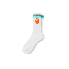 A BATHING APE APE HEAD LINE SOCKS - WHITE (001SOI301007)