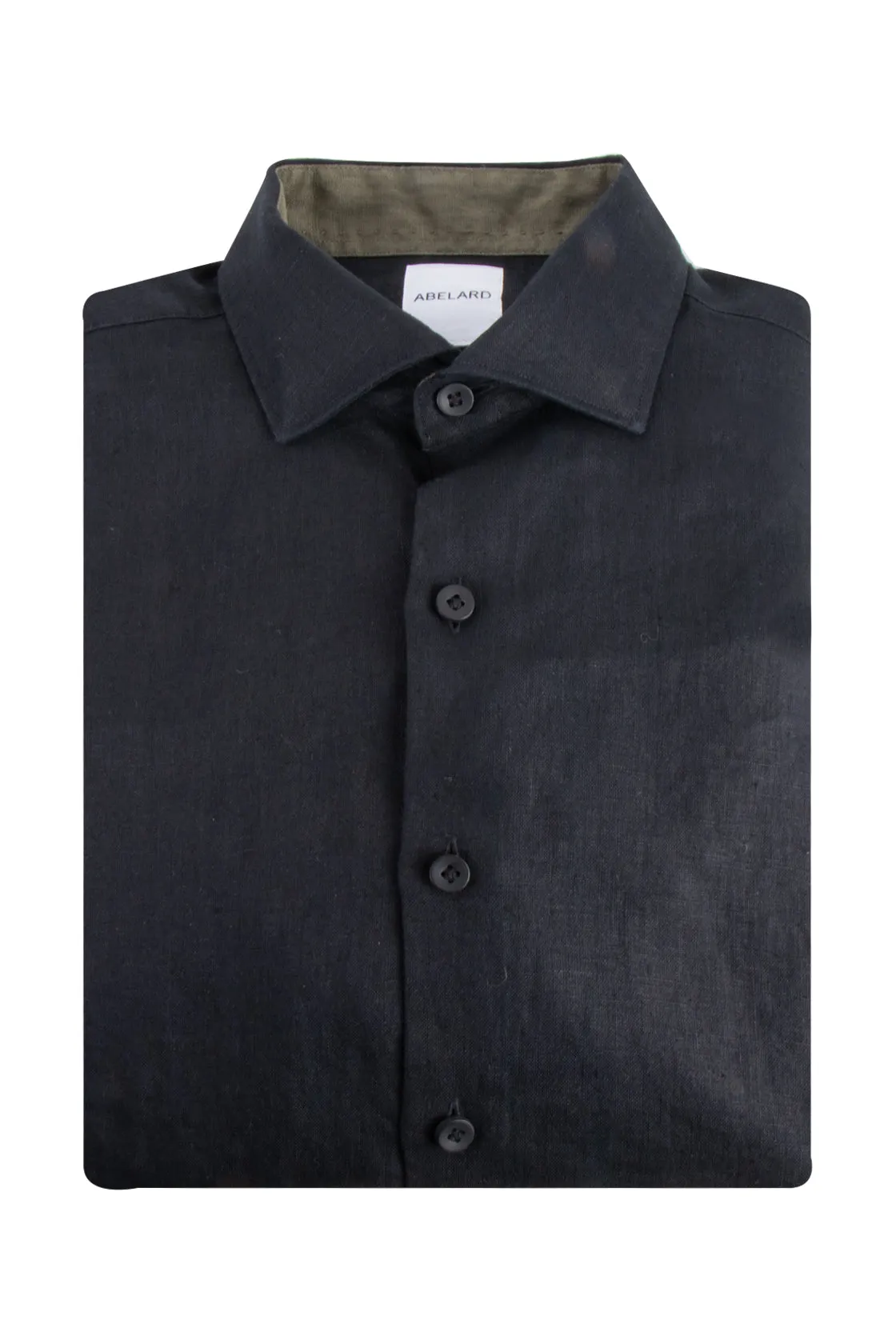 Abelard Slim Single Cuff European Linen Shirt Black