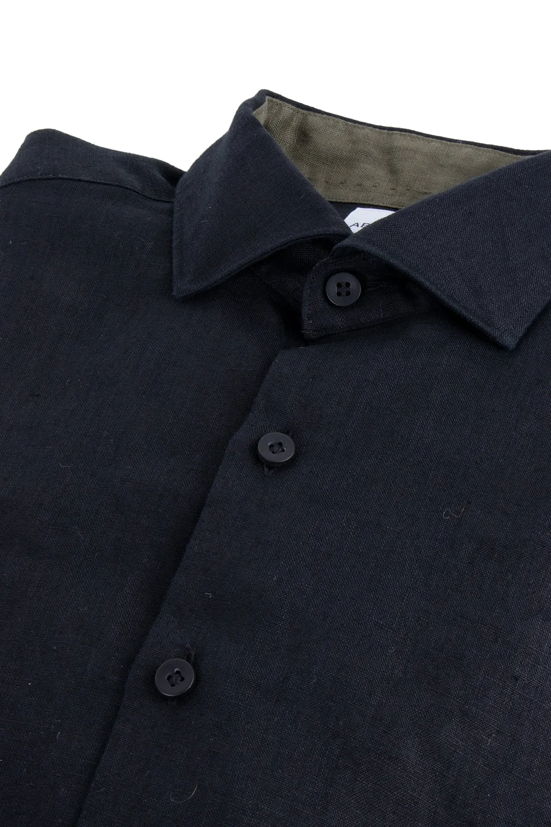 Abelard Slim Single Cuff European Linen Shirt Black