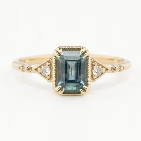 Agatha Ring 1.07ct Blue Green Montana Sapphire, 14k Yellow Gold (One of a kind)