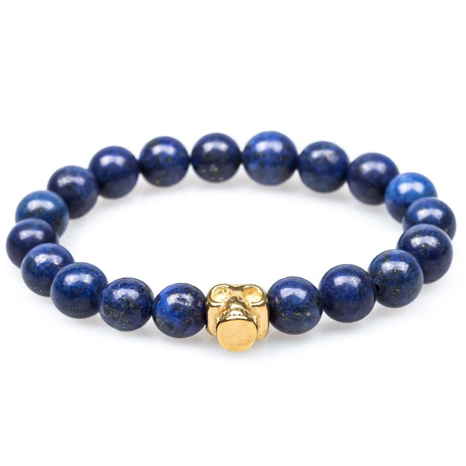 Alexandria Lapis Lazuli Gold Skull Bracelet