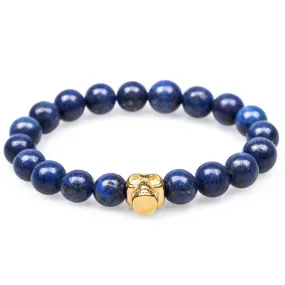 Alexandria Lapis Lazuli Gold Skull Bracelet