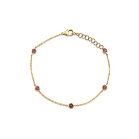 Always On Bezel Bracelet - Pink Tourmaline / 14k Yellow Gold