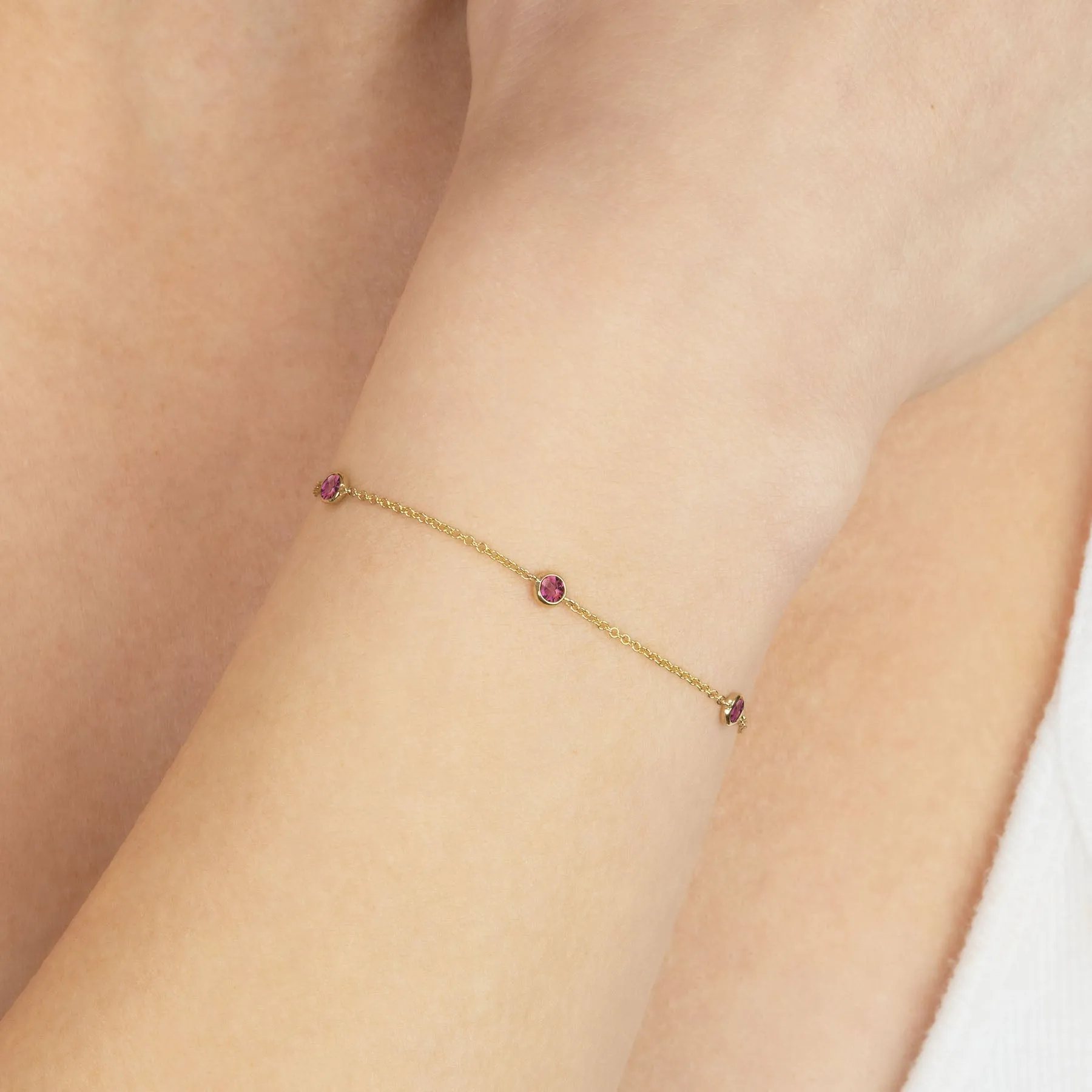 Always On Bezel Bracelet - Pink Tourmaline / 14k Yellow Gold