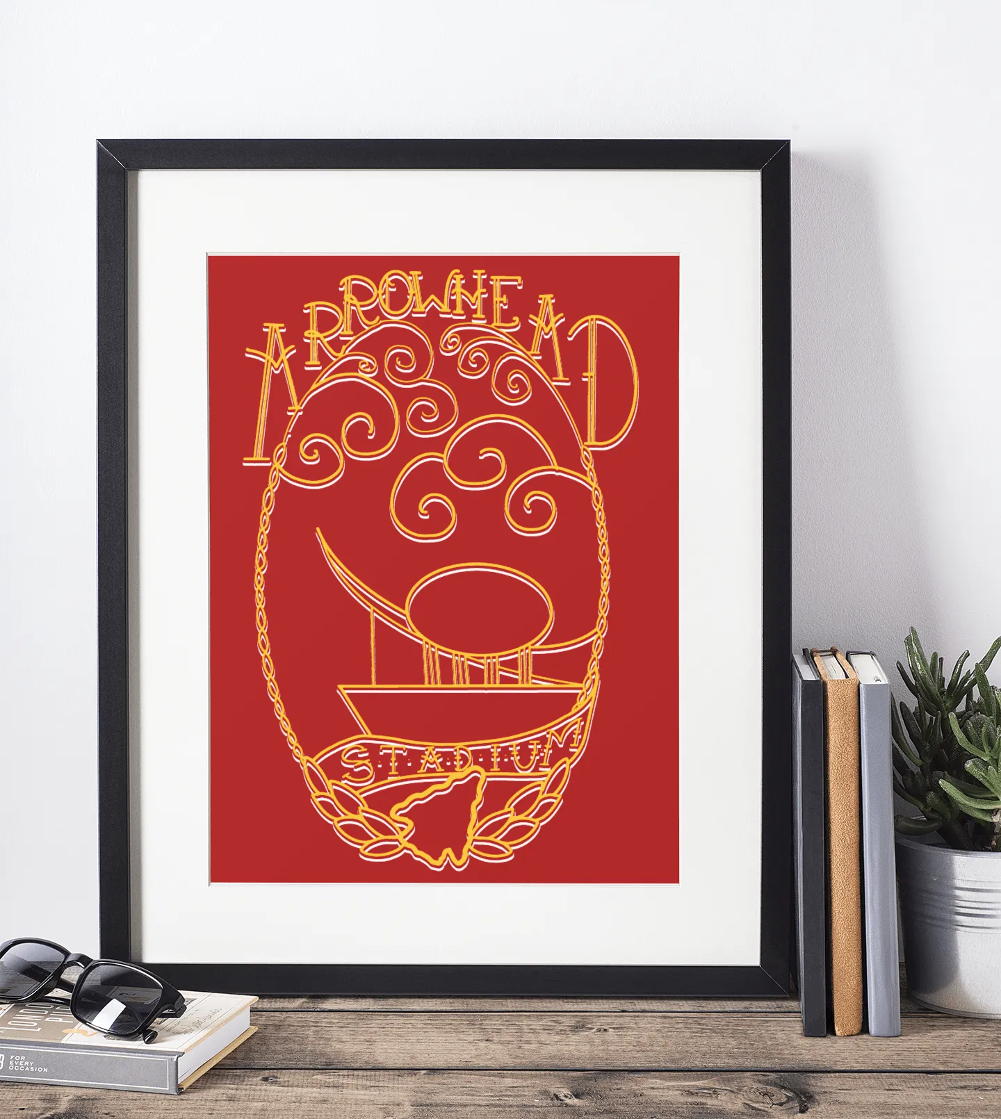 Arrowhead Stadium Red and Gold Art Print - 8x10