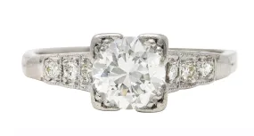 Art Deco 0.97 CTW Diamond Platinum Tiered Shoulder Engagement Ring