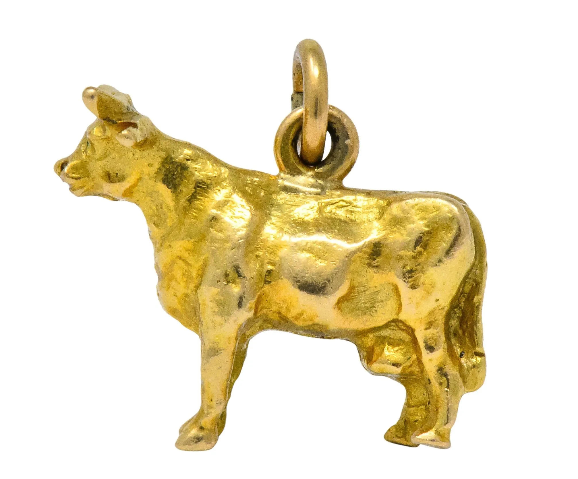 Art Nouveau 14 Karat Gold Horned Guernsey Dairy Cow Charm