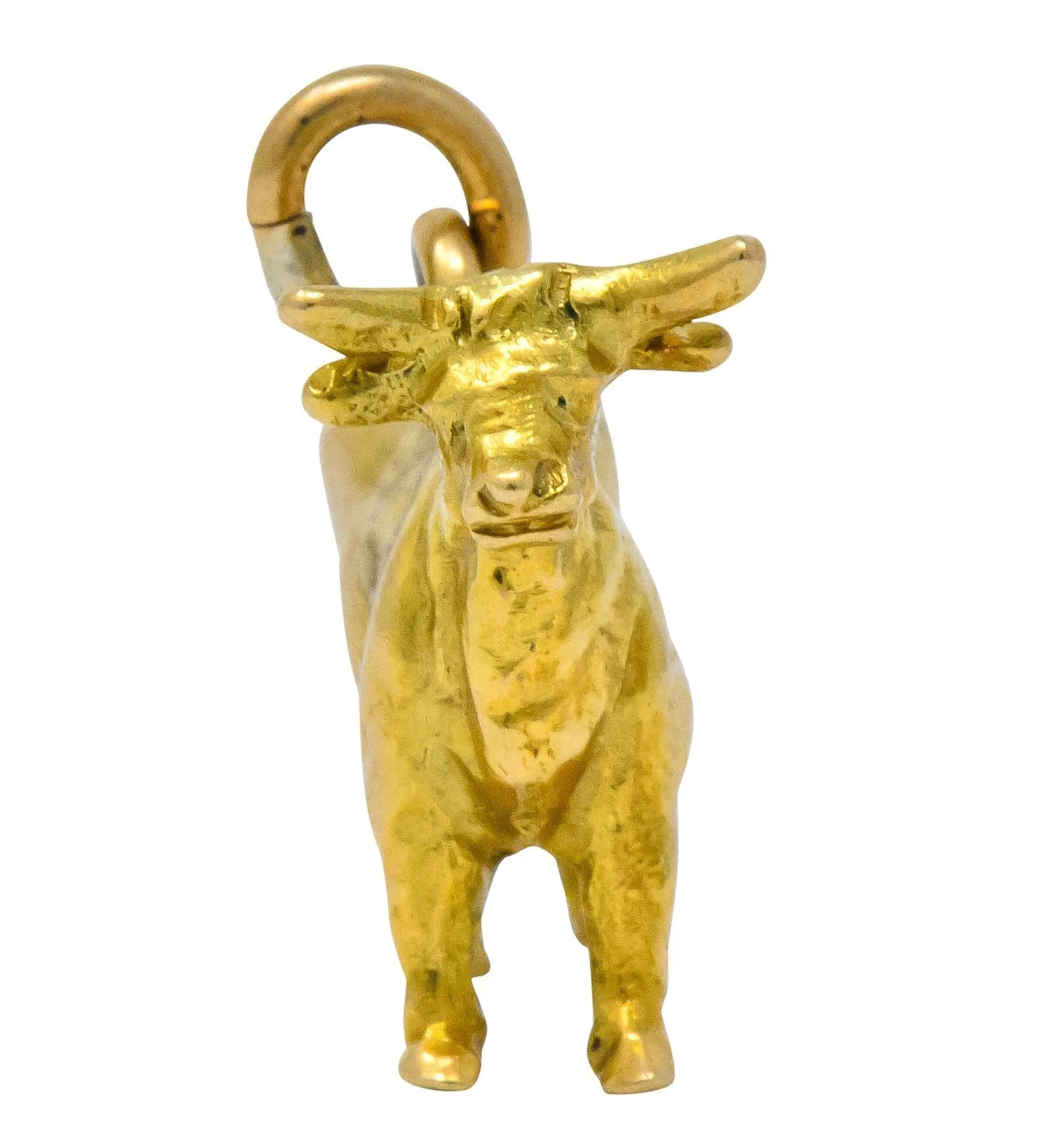 Art Nouveau 14 Karat Gold Horned Guernsey Dairy Cow Charm