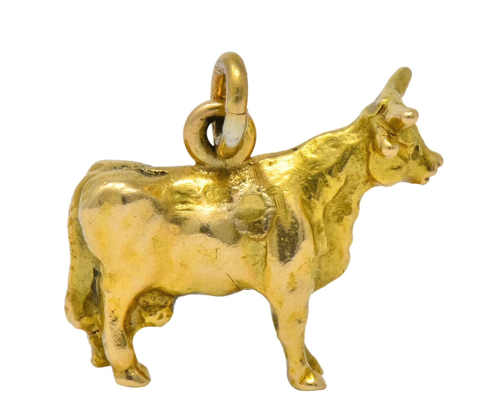 Art Nouveau 14 Karat Gold Horned Guernsey Dairy Cow Charm