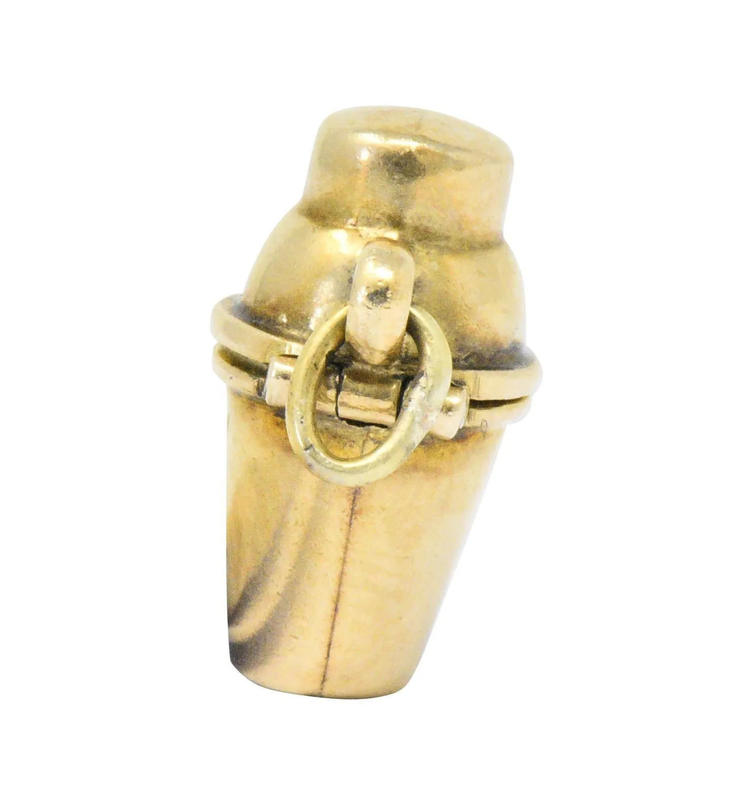 Art Nouveau 14 Karat Gold Opening Cocktail Shaker & Devil Charm