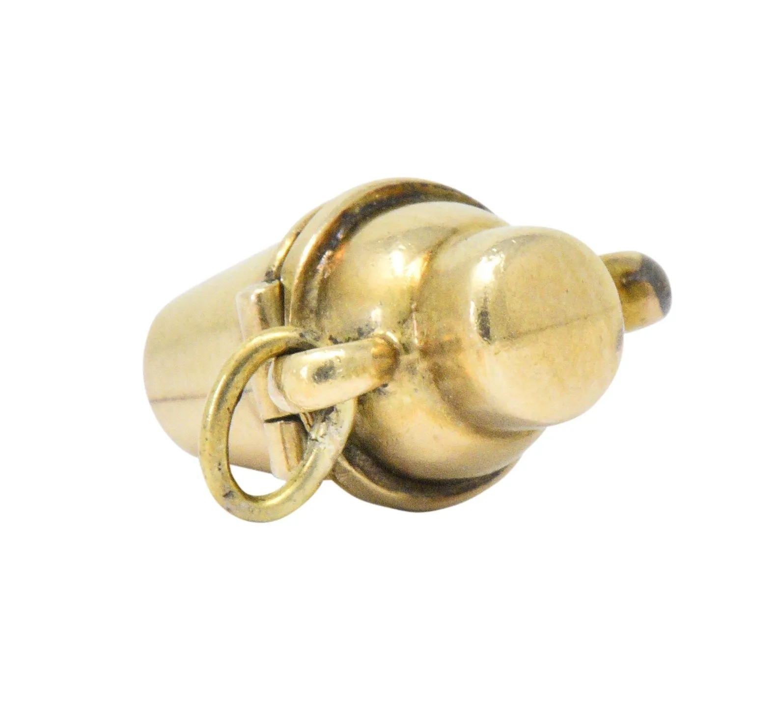 Art Nouveau 14 Karat Gold Opening Cocktail Shaker & Devil Charm