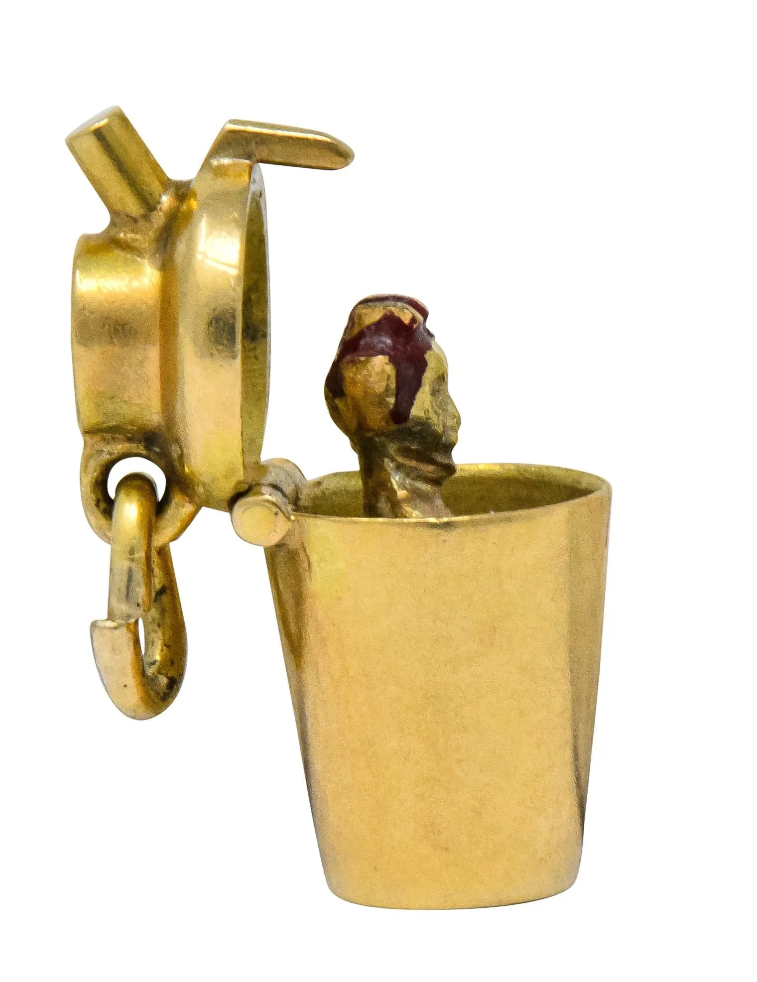 Art Nouveau Enamel 14 Karat Gold 3D Devil Martini Shaker Charm