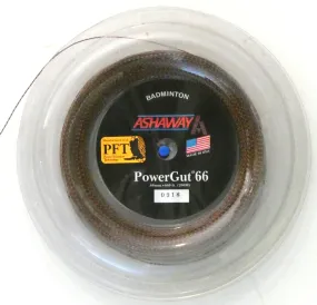 Ashaway PowerGut 66 Badminton String, Brown with orange spiral, 200 M REEL