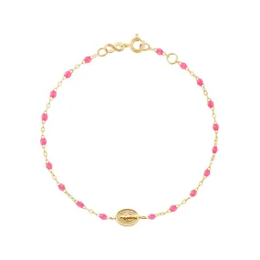 Baby Madone Charm Classic Gigi Pink bracelet, Yellow Gold, 5.1