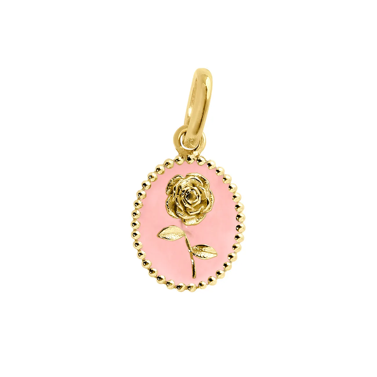 Baby Pink Rose Pendant, Yellow Gold