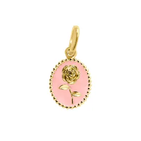 Baby Pink Rose Pendant, Yellow Gold