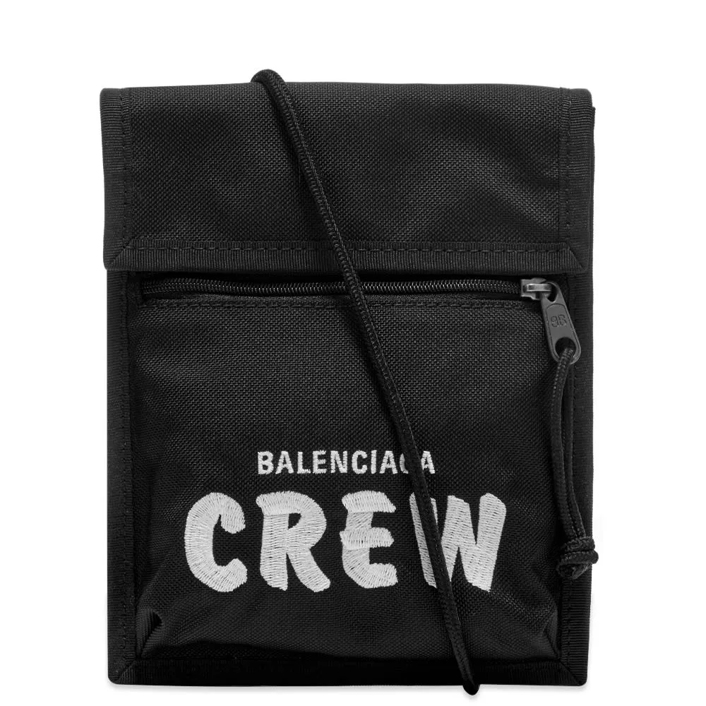 Balenciaga Nylon Crew Logo Shoulder Strap PouchBlack & White