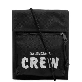 Balenciaga Nylon Crew Logo Shoulder Strap PouchBlack & White