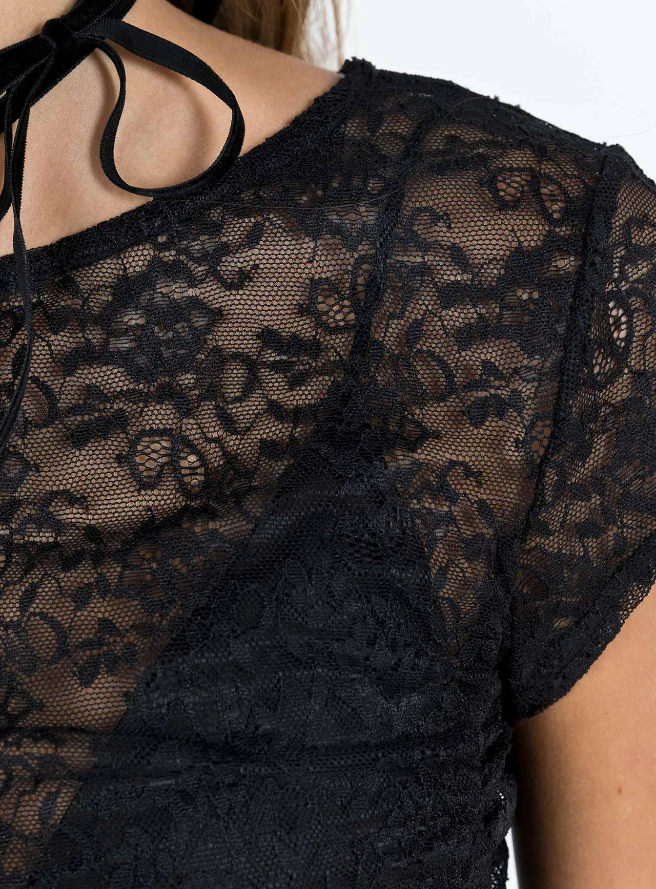 Beguile Lace Mini Dress Onyx