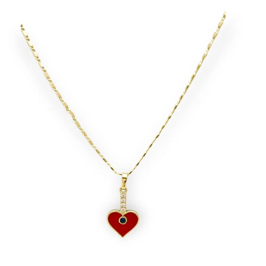 Benita red enamel heart necklace in 18k of gold plated