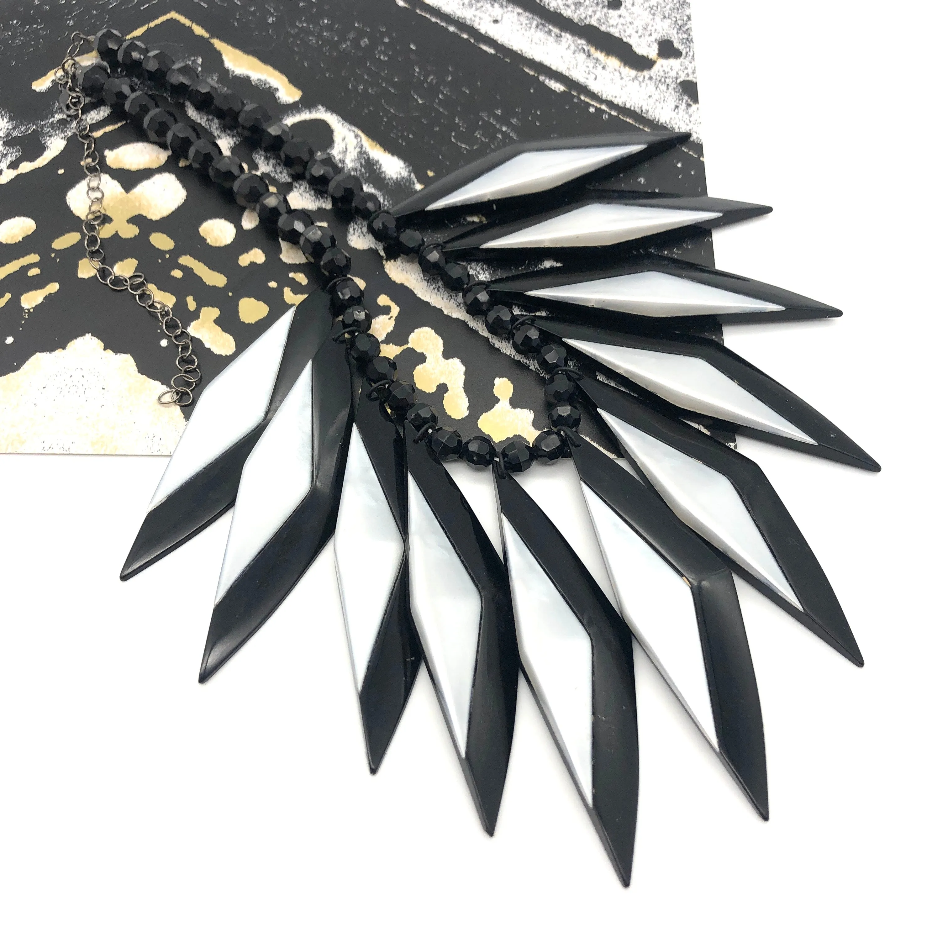 Black & White Blade Collar Marco Necklace