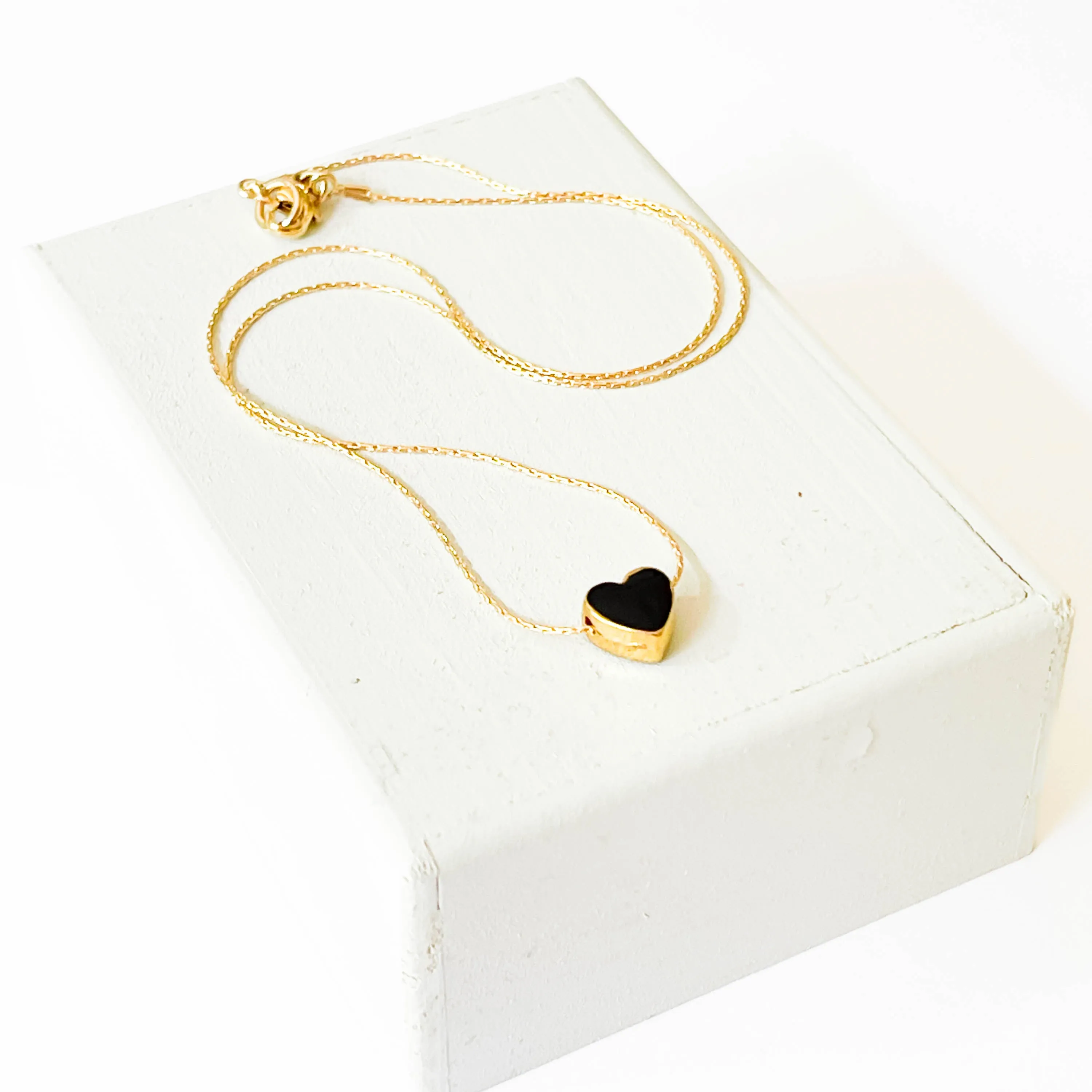 Black Heart Gold Filled Necklace