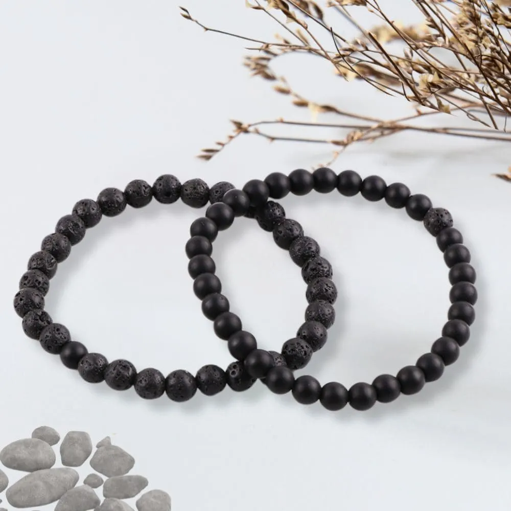 Black Lava Stones Beads Bracelet