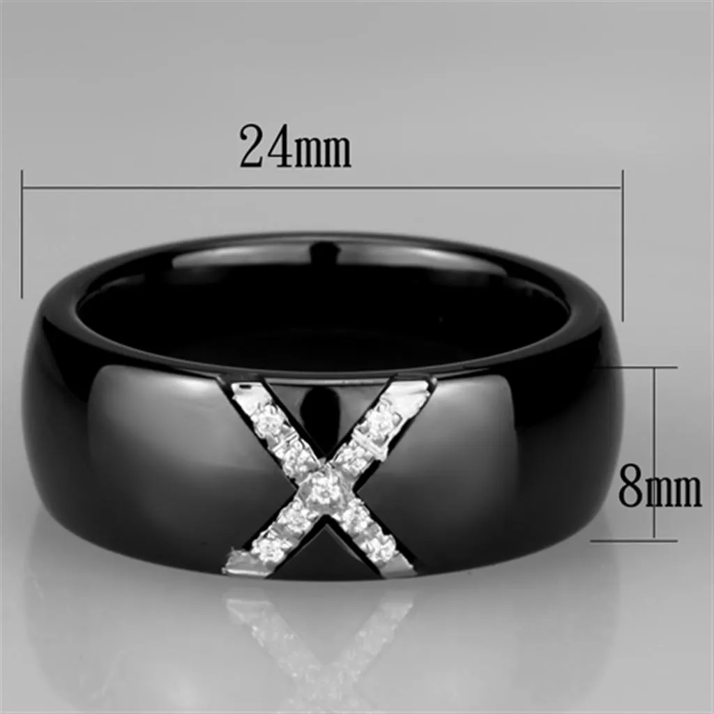 Black Stainless Steel Ceramic Crystal Ring