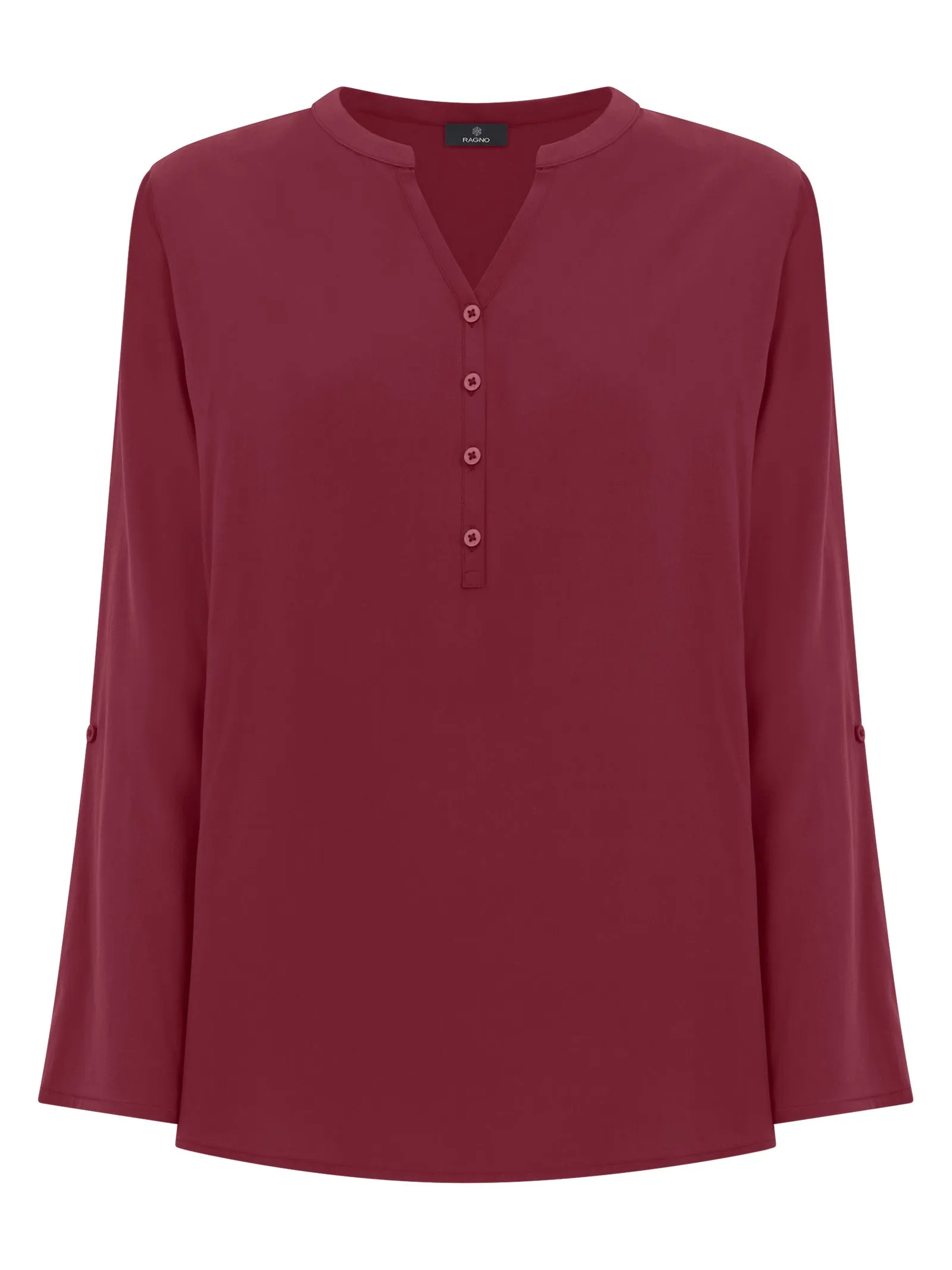 Blusa con Collo Serafino in EcoSeta - Tibetan Red