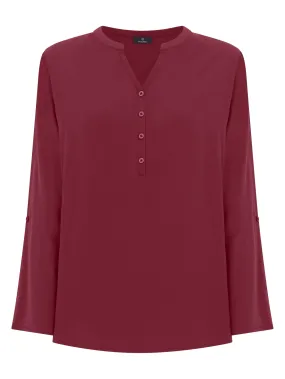 Blusa con Collo Serafino in EcoSeta - Tibetan Red