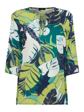 Blusa stampata in mussola di EcoSeta - Fant. Daiquiri Green