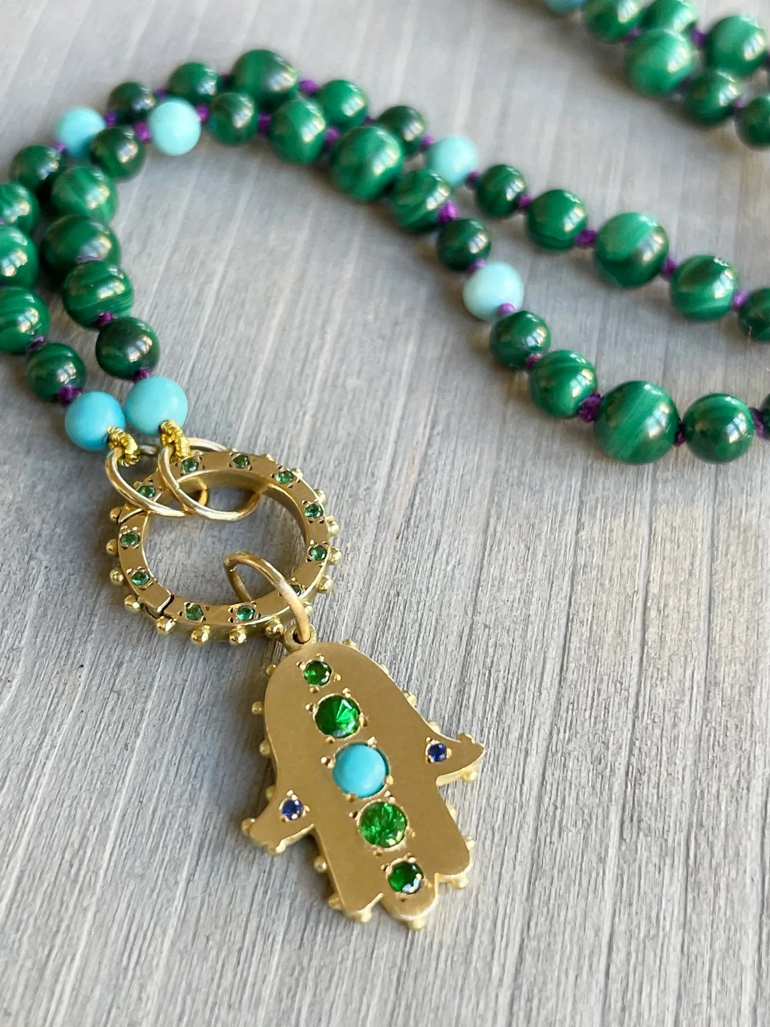 BOHEME GREEN BLUE BEAD OPEN CHAIN