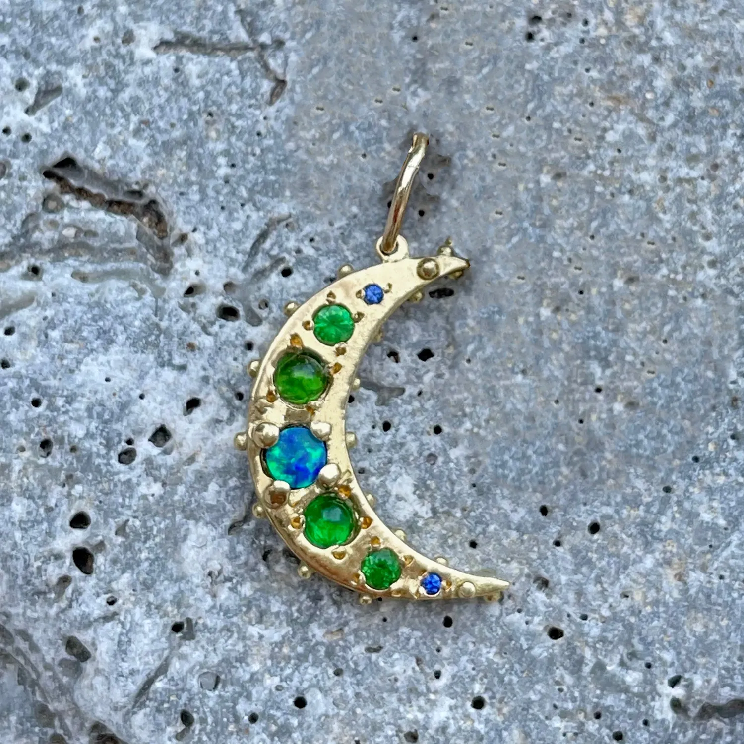 BOHEME GREEN CRESCENT MOON CHARM