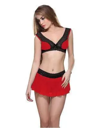 Bold Desire Babydoll Set Red-Black #904