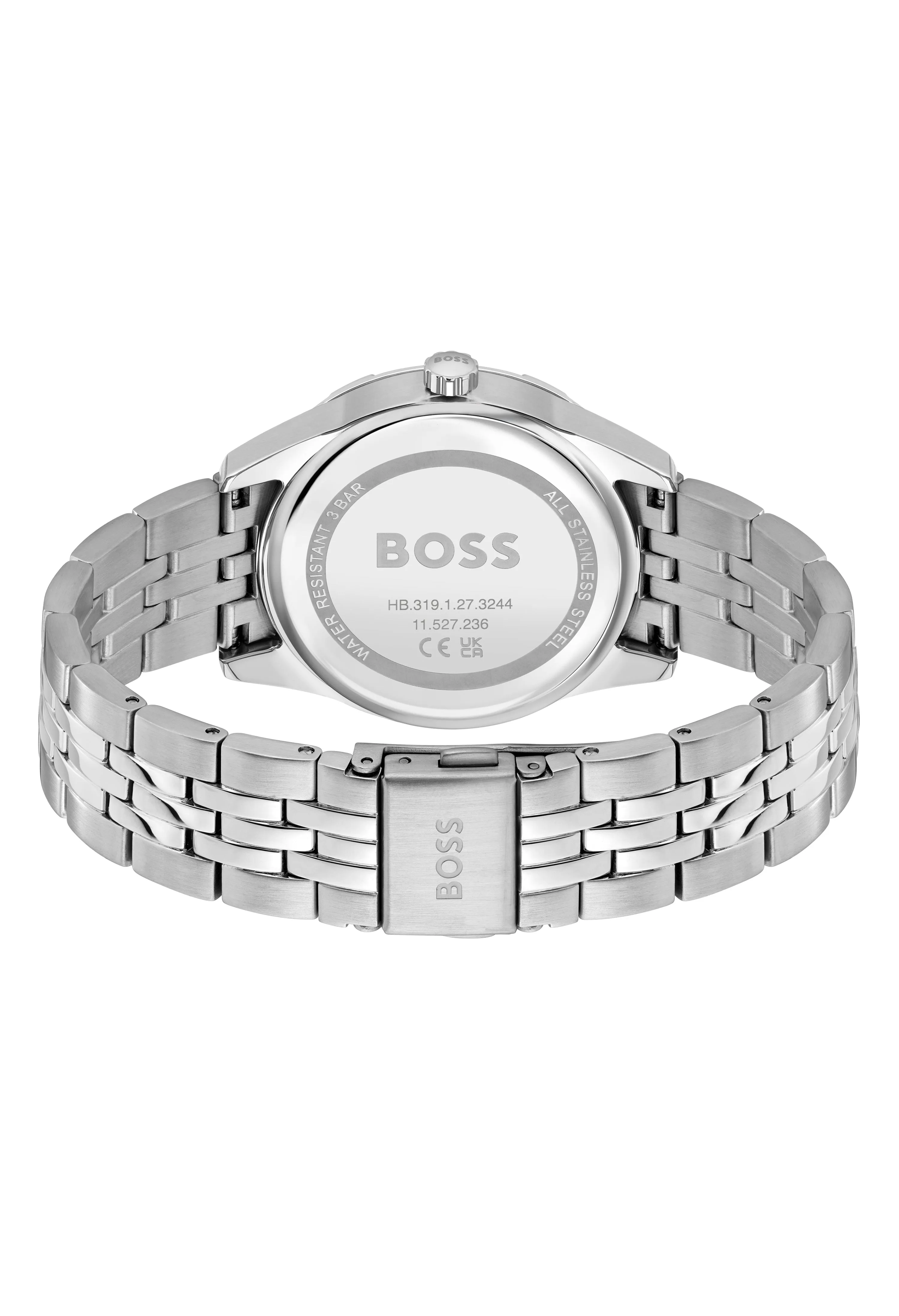 BOSS Ladies Rhea Khaki Crystal Set Dial Stainless Steel Bracelet Watch