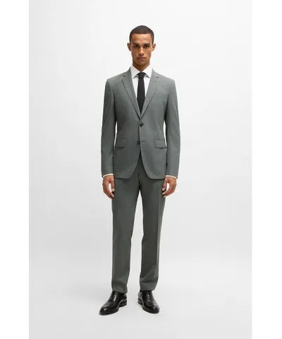 Boss Slim-fit suit in micro-patterned stretch cloth