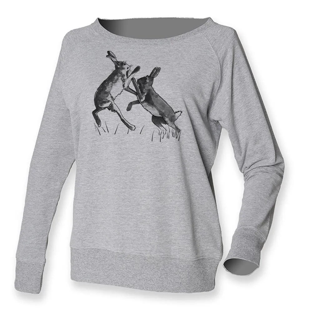 Boxing hares jumper, grey