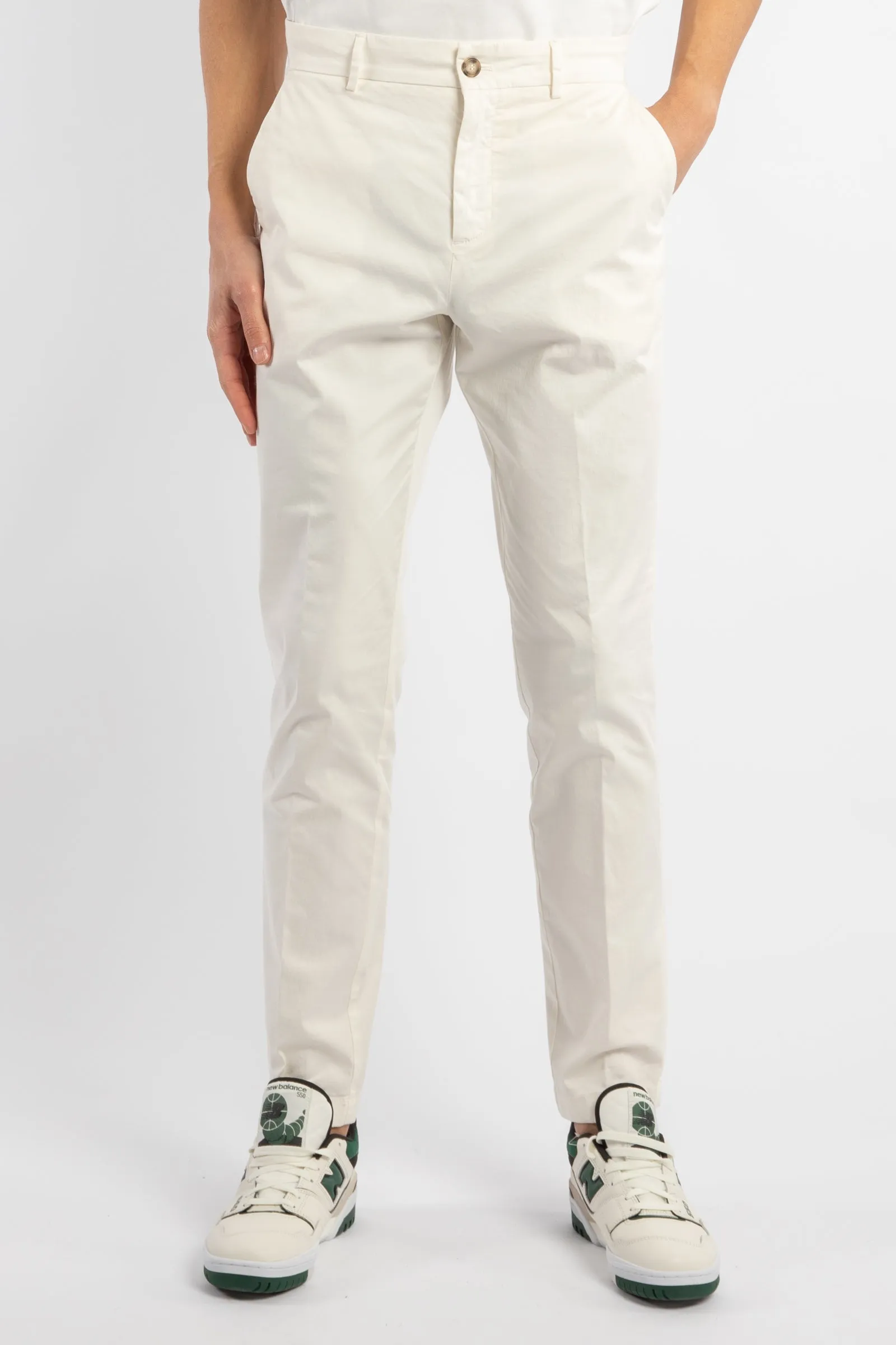 Brera pantalone slim fit gabardina di cotone mano pesca