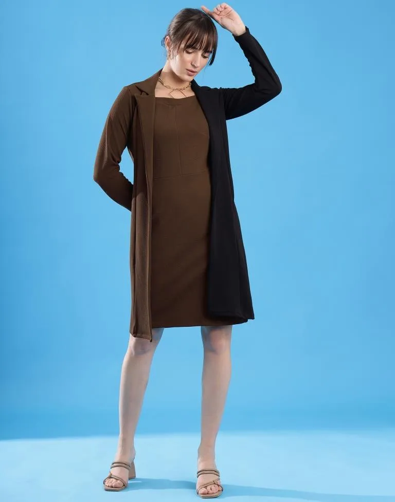 Brown Lycra Plain Dress