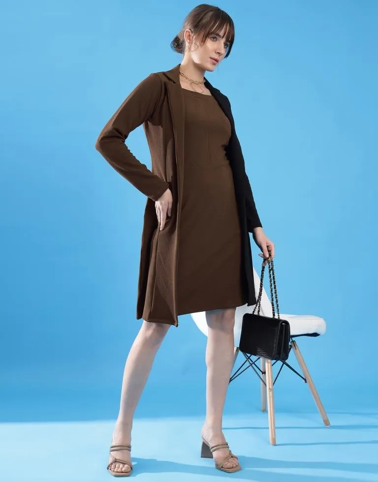 Brown Lycra Plain Dress