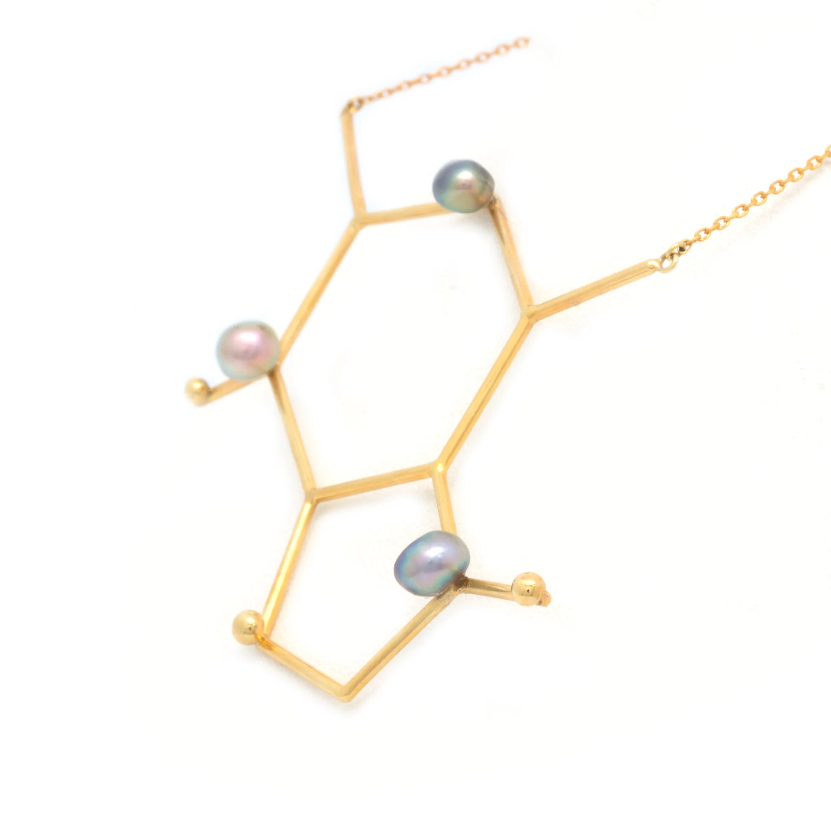 Caffeine 14K Yellow Gold Pendant and Chain with Cortez Keshi Pearls