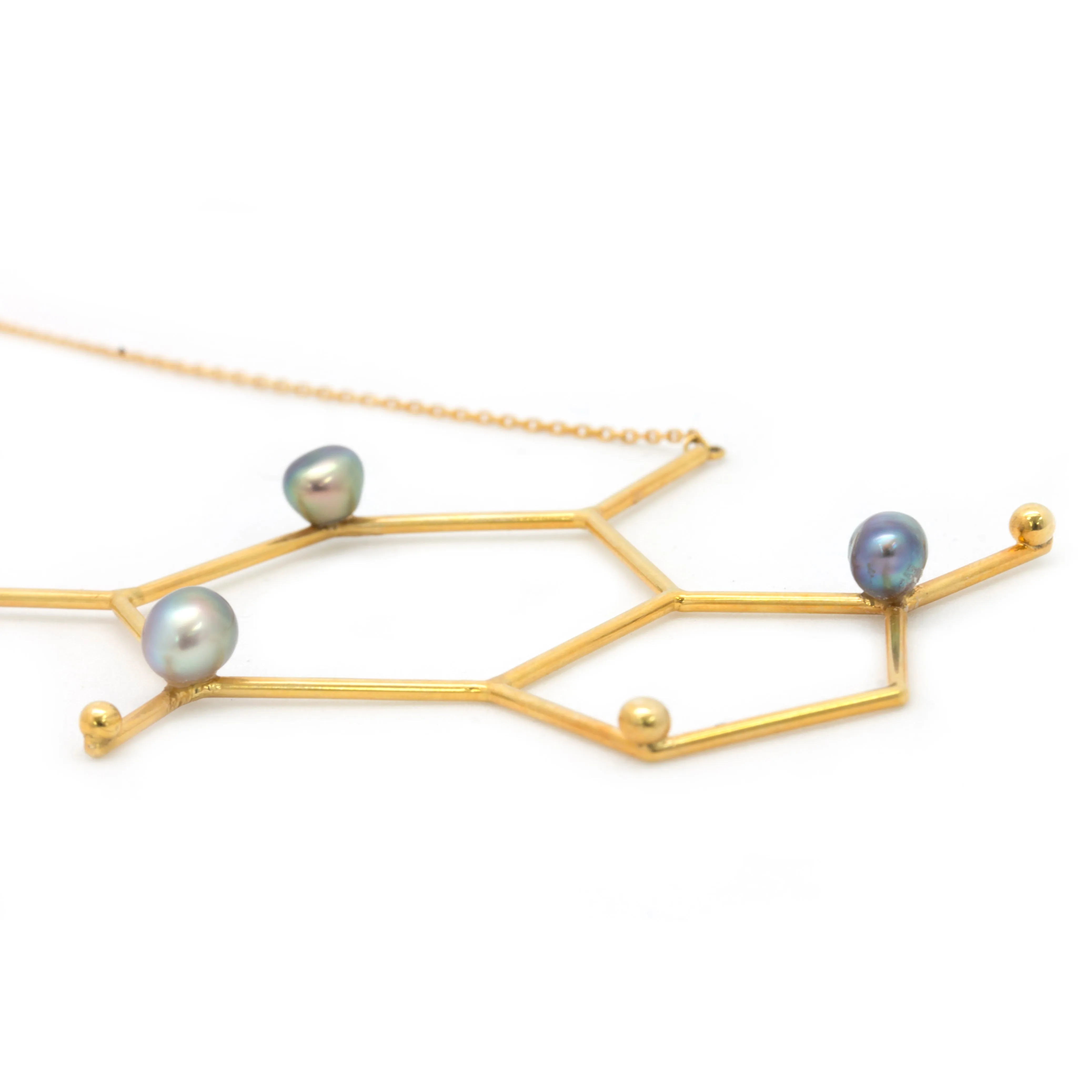 Caffeine 14K Yellow Gold Pendant and Chain with Cortez Keshi Pearls