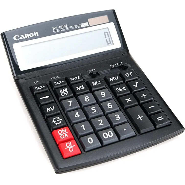 Canon WS-1210T Calculator Desktop Solar Battery 12 Digits Large Black