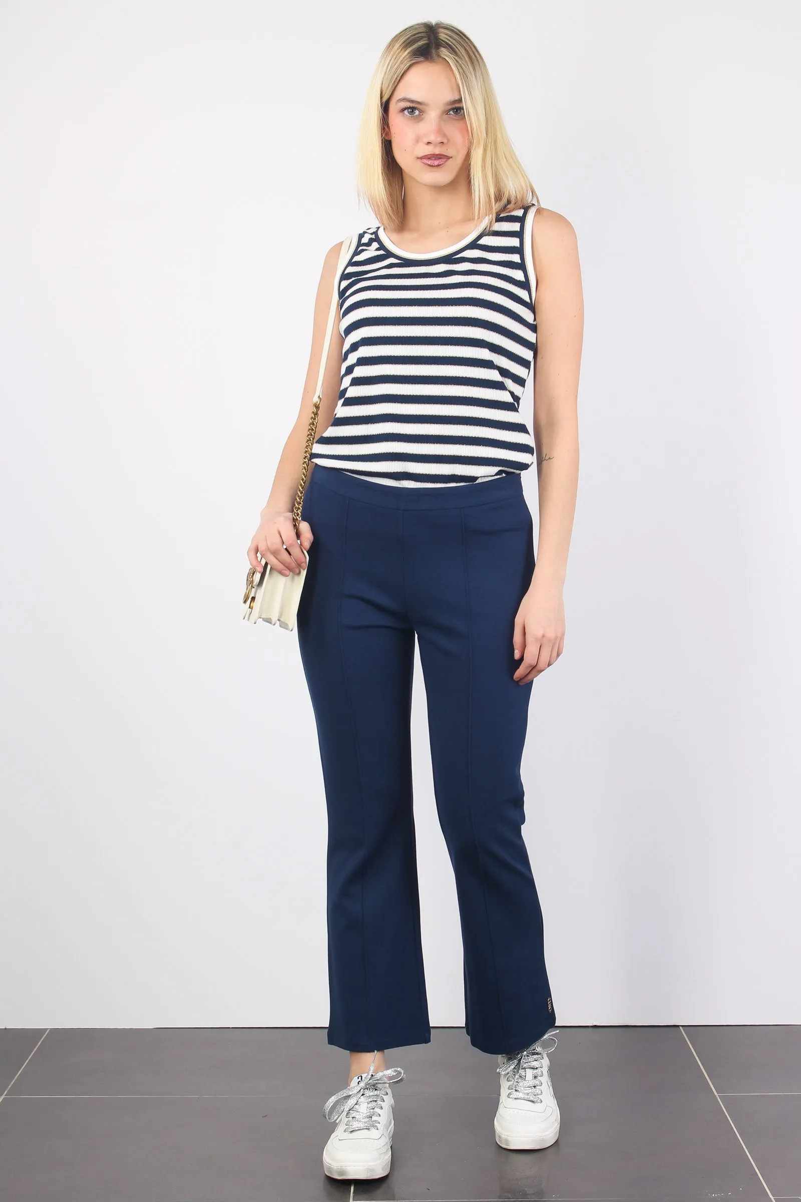 Canotta Canettata Riga Blue/ivory