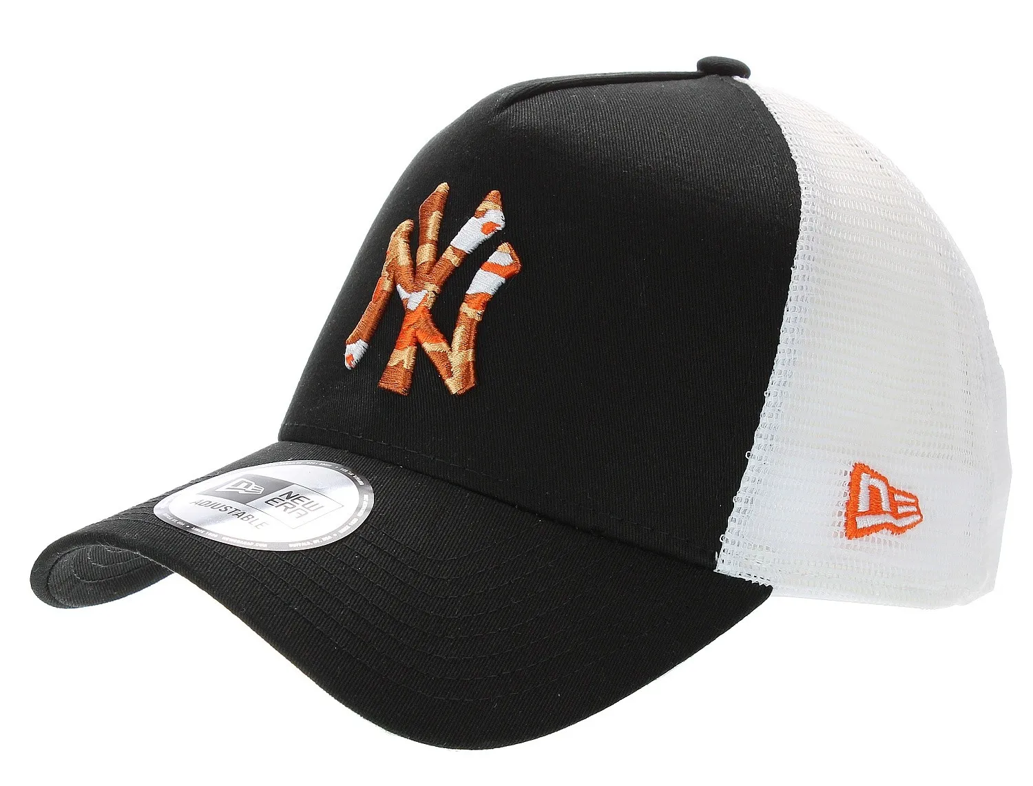 cap New Era 9FO AF Seasonal Infil Trucker MLB New York Yankees - Black/Orange Camo - men´s