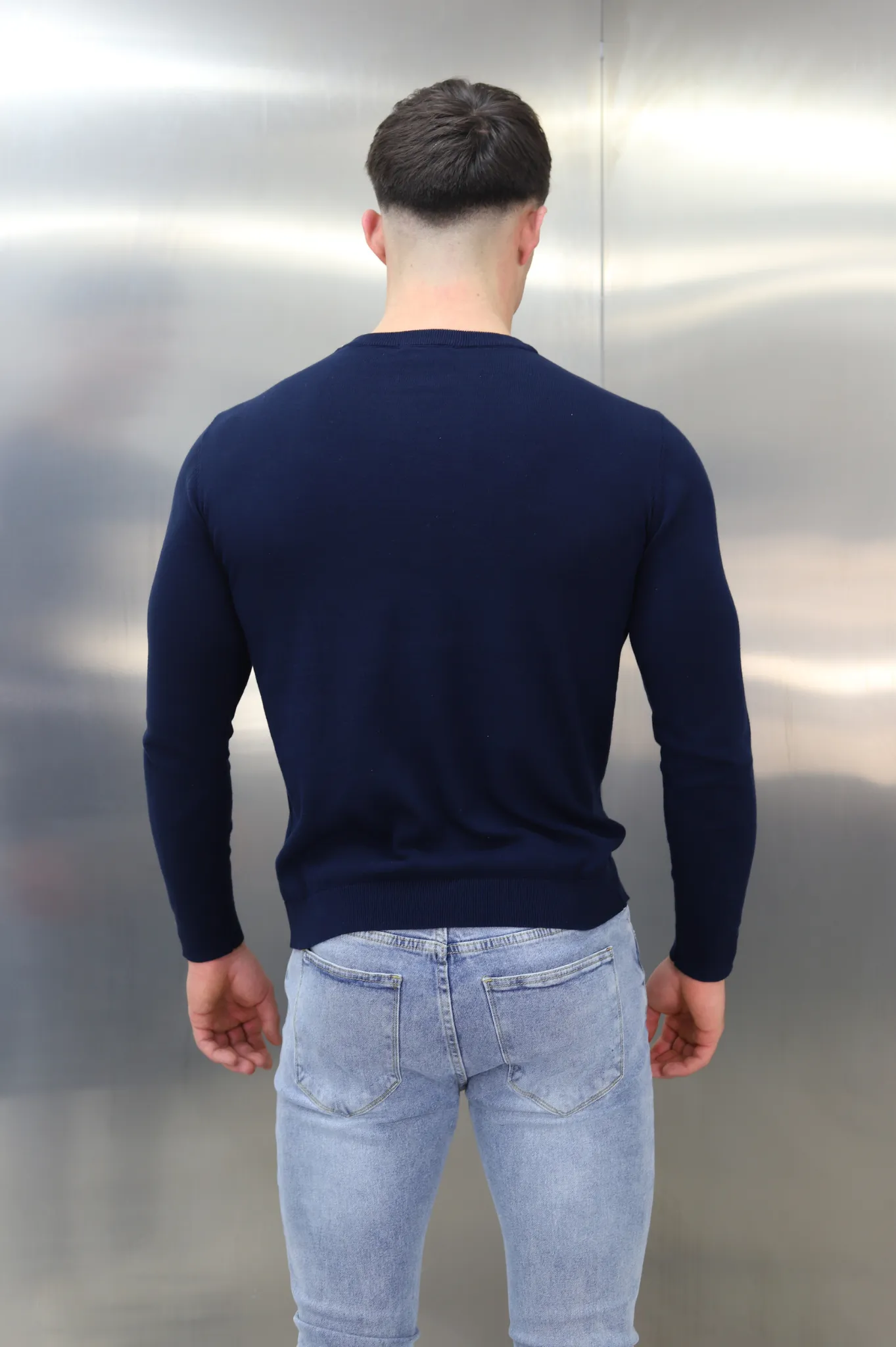 Capo Egyptian Cotton Crew Neck Jumper - Navy