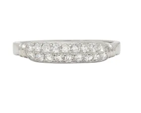 Cartier Art Deco 0.45 CTW Diamond Platinum Double Row Vintage Stacking Wedding Vintage Band Ring