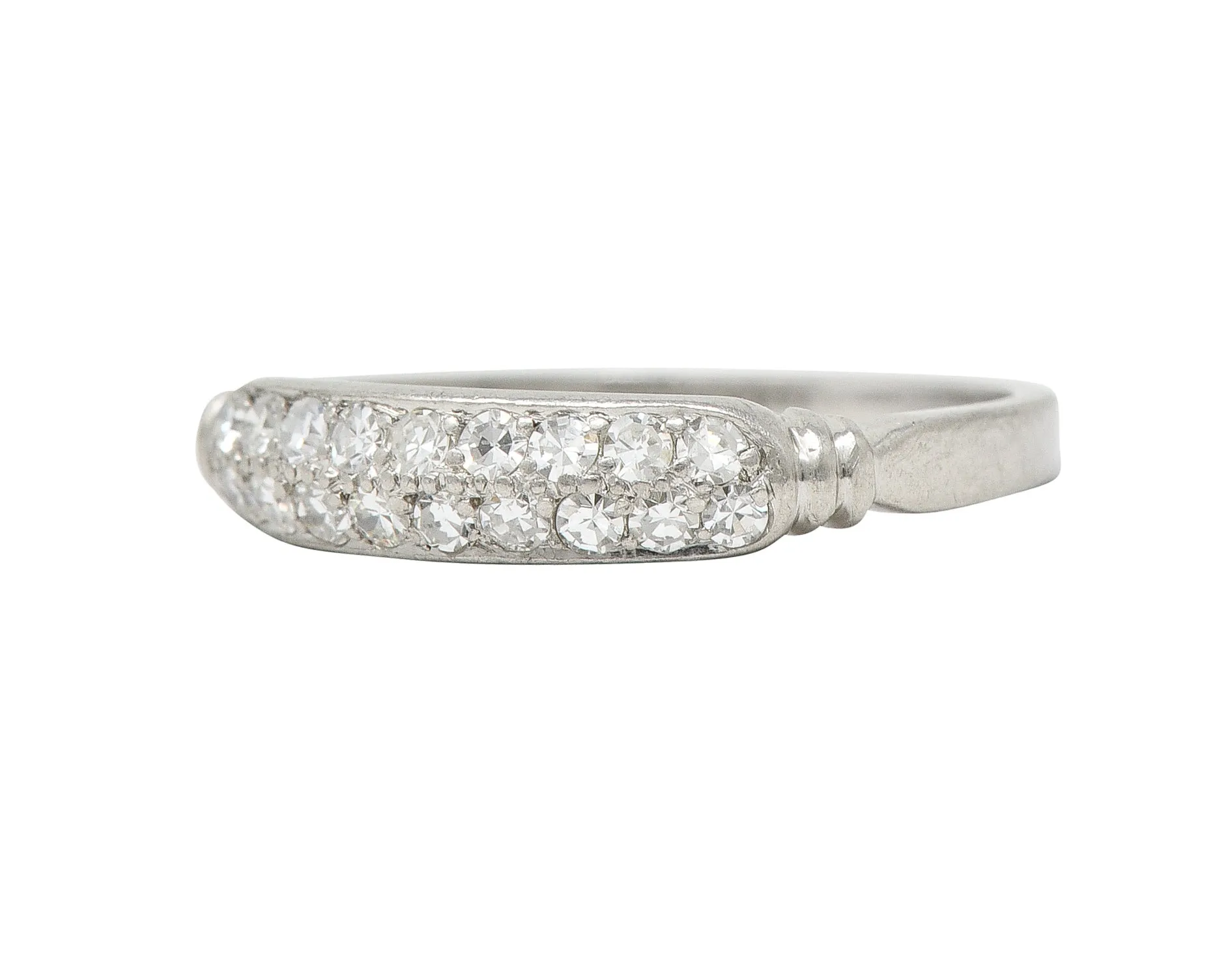 Cartier Art Deco 0.45 CTW Diamond Platinum Double Row Vintage Stacking Wedding Vintage Band Ring